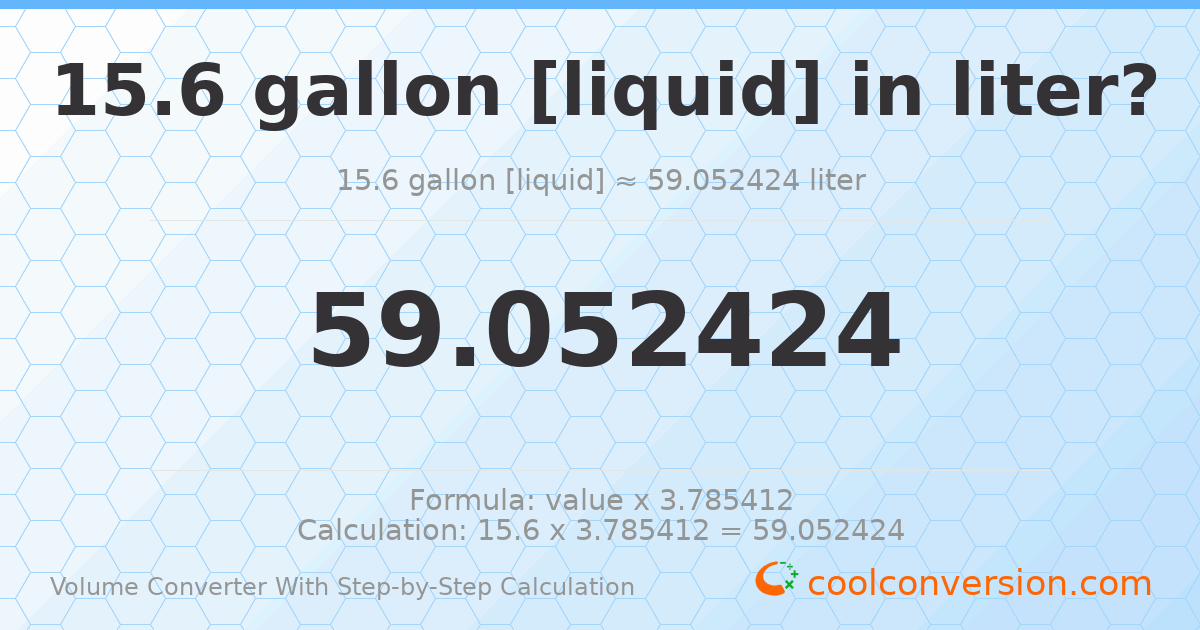 15.6 gallons [liquid] = 59.0524 liters